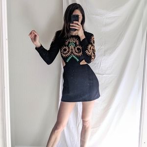 Alice McCall LBD embellished black cut out dress